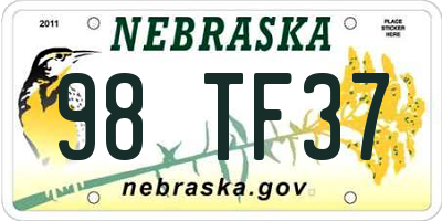NE license plate 98TF37