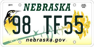 NE license plate 98TF55