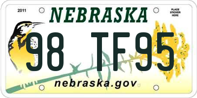 NE license plate 98TF95