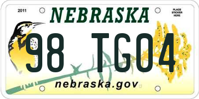NE license plate 98TG04