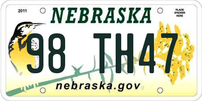 NE license plate 98TH47