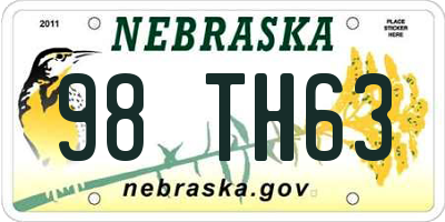NE license plate 98TH63