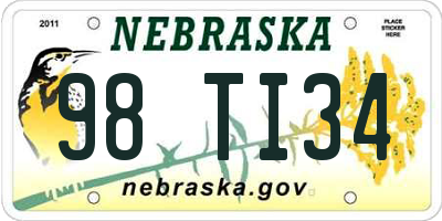 NE license plate 98TI34