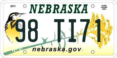 NE license plate 98TI71