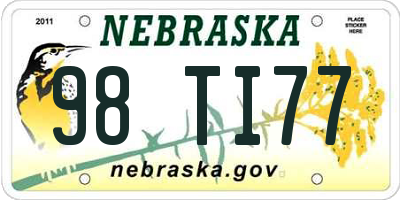 NE license plate 98TI77