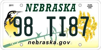 NE license plate 98TI87