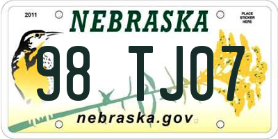NE license plate 98TJ07