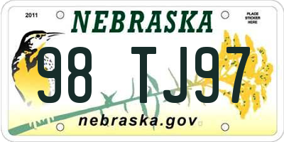 NE license plate 98TJ97