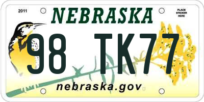 NE license plate 98TK77