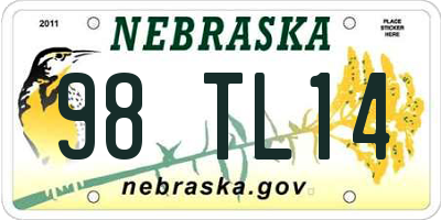 NE license plate 98TL14