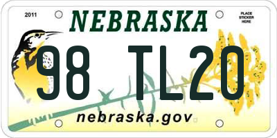 NE license plate 98TL20