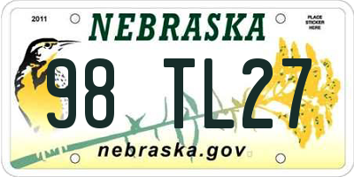 NE license plate 98TL27