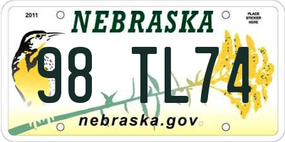 NE license plate 98TL74