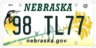 NE license plate 98TL77