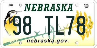 NE license plate 98TL78