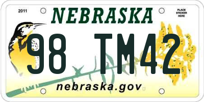NE license plate 98TM42