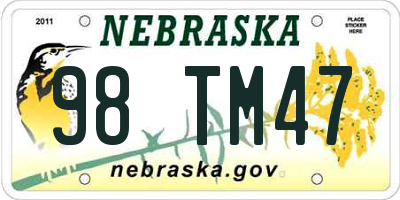 NE license plate 98TM47