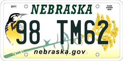NE license plate 98TM62