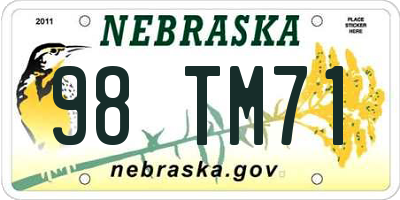NE license plate 98TM71