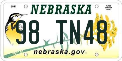 NE license plate 98TN48