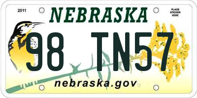 NE license plate 98TN57