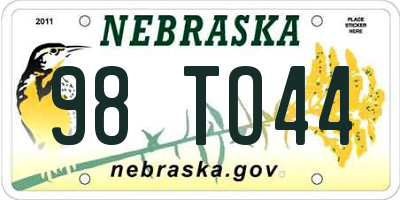 NE license plate 98TO44