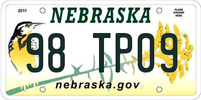 NE license plate 98TP09