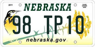 NE license plate 98TP10