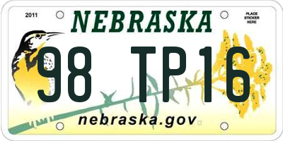 NE license plate 98TP16