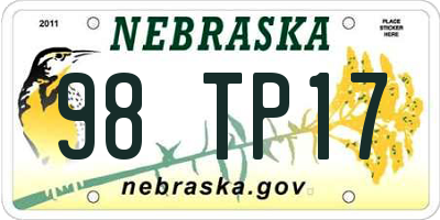 NE license plate 98TP17