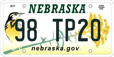 NE license plate 98TP20