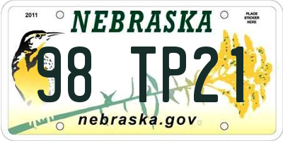 NE license plate 98TP21