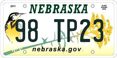 NE license plate 98TP23