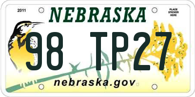 NE license plate 98TP27