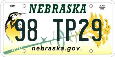 NE license plate 98TP29