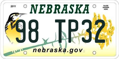 NE license plate 98TP32