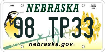 NE license plate 98TP33