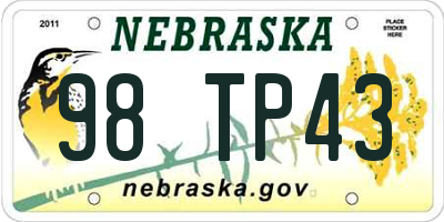 NE license plate 98TP43