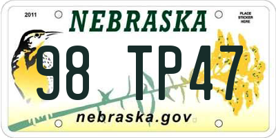 NE license plate 98TP47