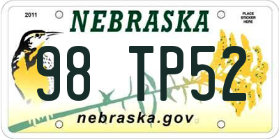 NE license plate 98TP52