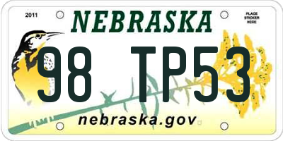 NE license plate 98TP53