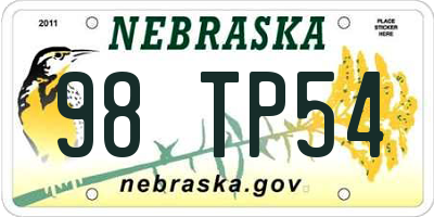 NE license plate 98TP54
