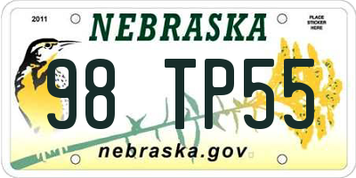 NE license plate 98TP55