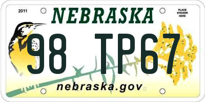 NE license plate 98TP67