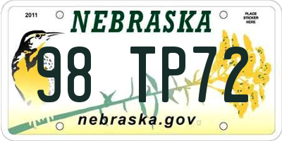 NE license plate 98TP72