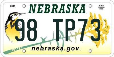 NE license plate 98TP73