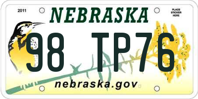 NE license plate 98TP76