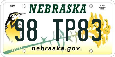 NE license plate 98TP83