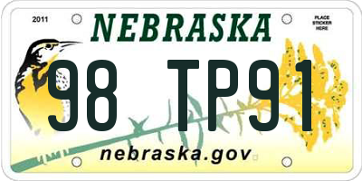 NE license plate 98TP91