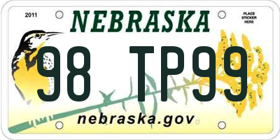 NE license plate 98TP99